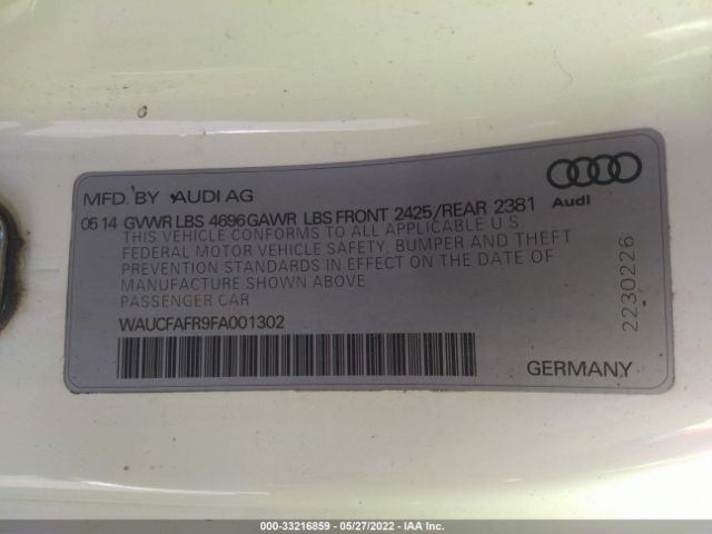 Photo 8 VIN: WAUCFAFR9FA001302 - AUDI A5 