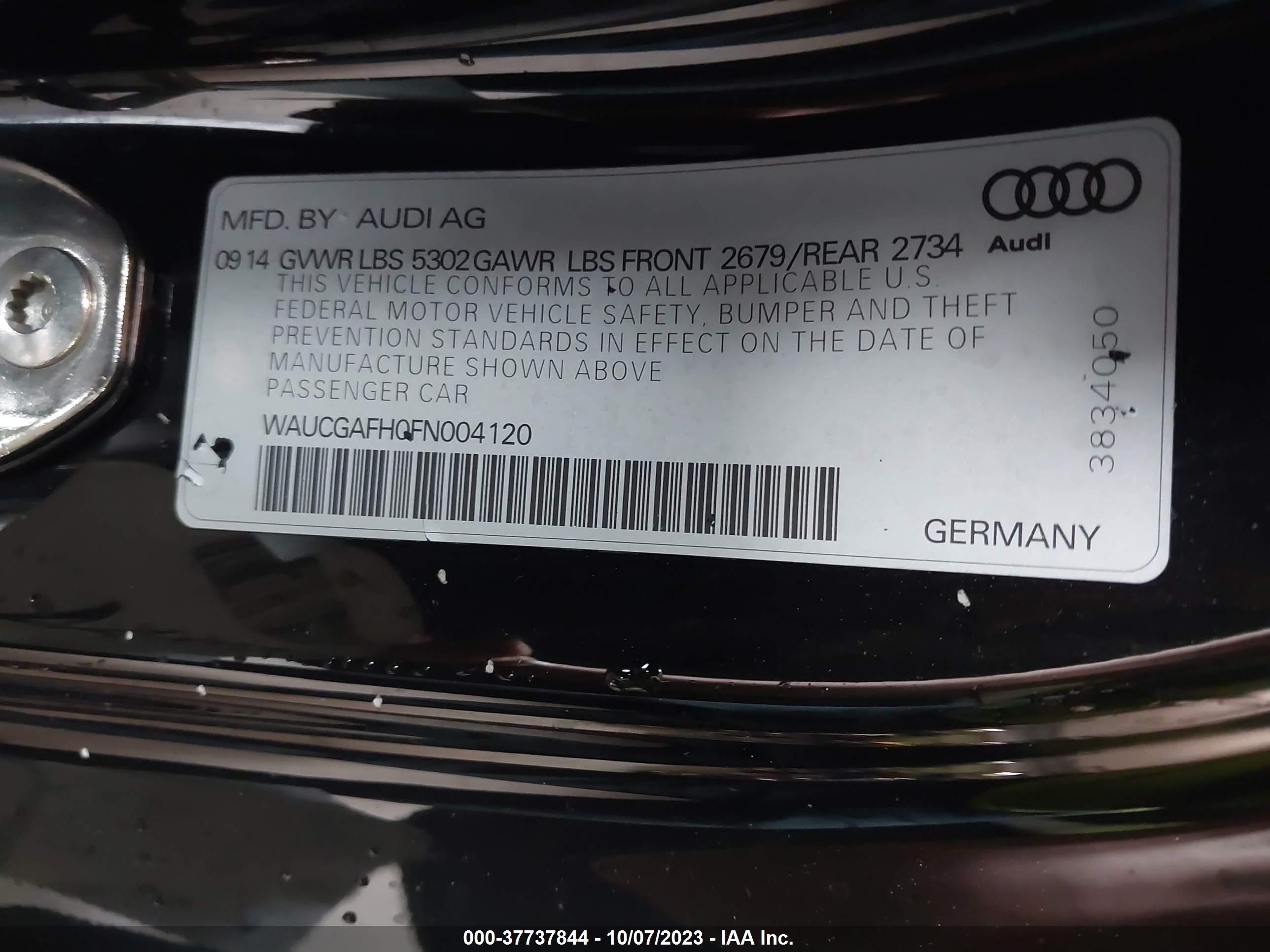 Photo 8 VIN: WAUCGAFH0FN004120 - AUDI S5 