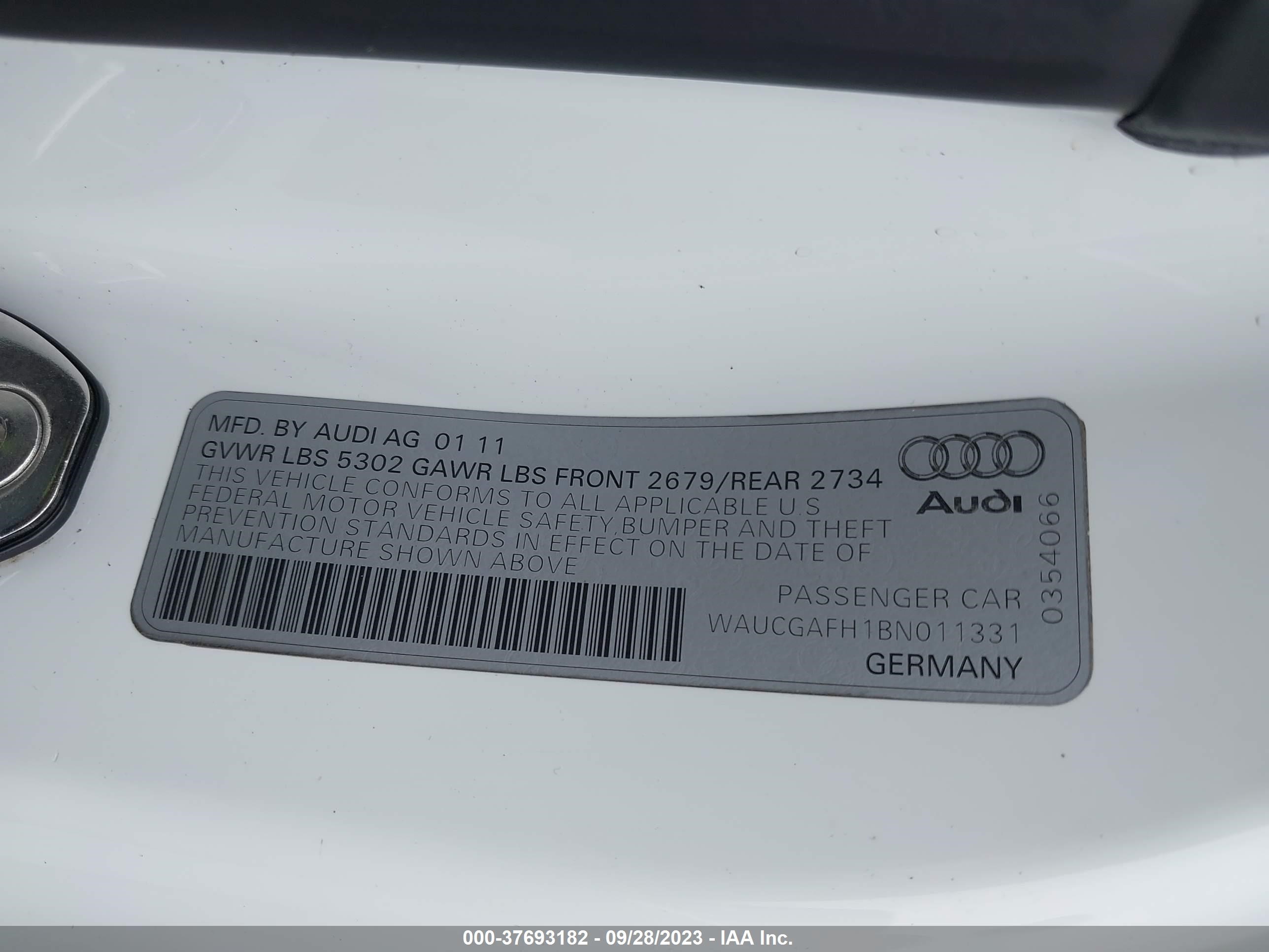 Photo 8 VIN: WAUCGAFH1BN011331 - AUDI S5 