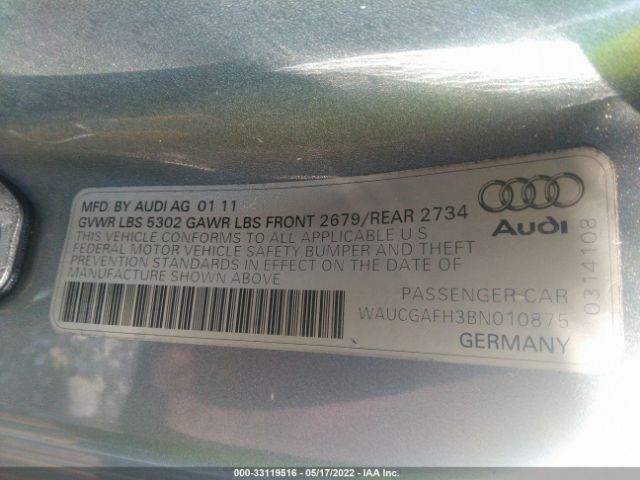 Photo 8 VIN: WAUCGAFH3BN010875 - AUDI S5 