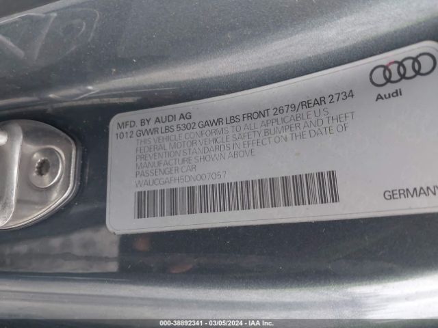 Photo 8 VIN: WAUCGAFH5DN007057 - AUDI S5 