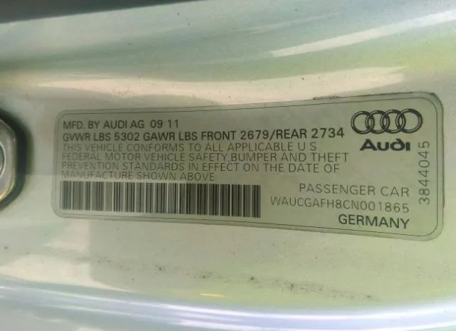 Photo 8 VIN: WAUCGAFH8CN001865 - AUDI S5 