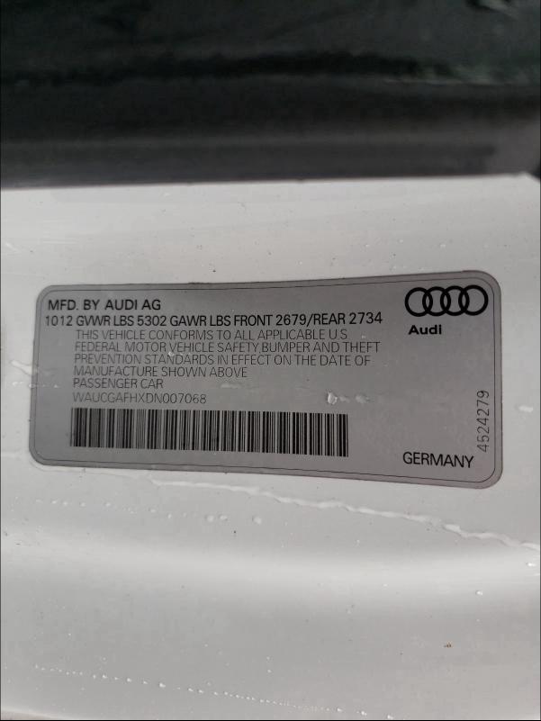 Photo 9 VIN: WAUCGAFHXDN007068 - AUDI S5 PREMIUM 