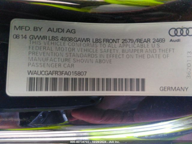 Photo 8 VIN: WAUCGAFR3FA015807 - AUDI S5 