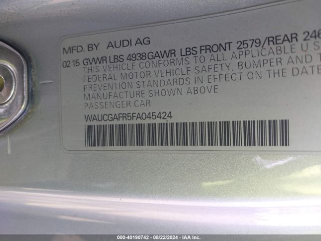 Photo 8 VIN: WAUCGAFR5FA045424 - AUDI S5 