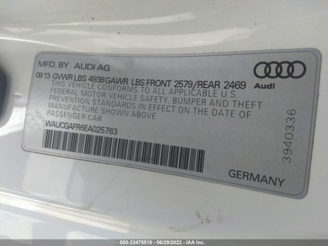 Photo 8 VIN: WAUCGAFR6EA025763 - AUDI S5 