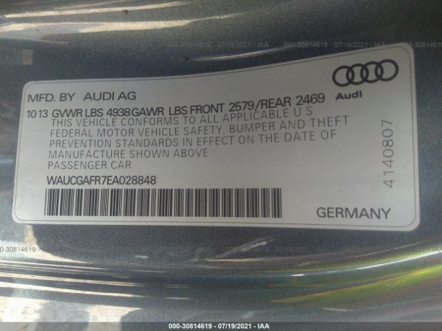 Photo 8 VIN: WAUCGAFR7EA028848 - AUDI S5 