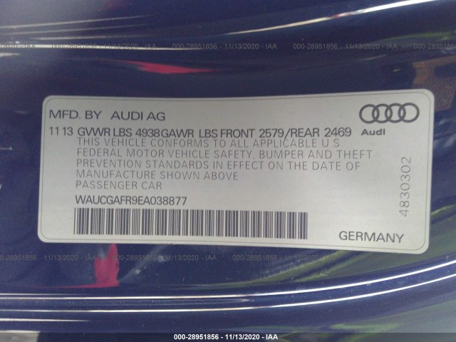 Photo 8 VIN: WAUCGAFR9EA038877 - AUDI S5 