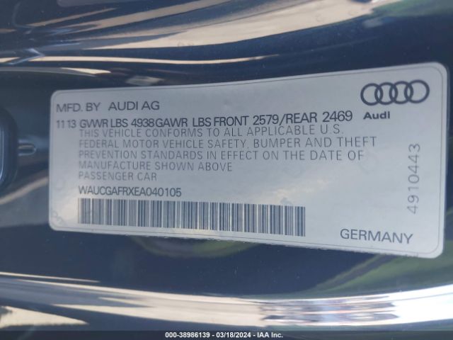 Photo 8 VIN: WAUCGAFRXEA040105 - AUDI S5 