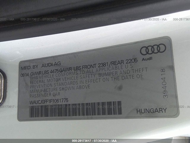 Photo 8 VIN: WAUCJGFF1F1061775 - AUDI A3 