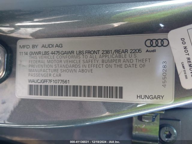 Photo 8 VIN: WAUCJGFF7F1077561 - AUDI A3 