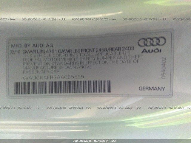 Photo 8 VIN: WAUCKAFR3AA055599 - AUDI A5 