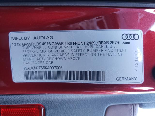 Photo 9 VIN: WAUCNCF55KA007006 - AUDI A5 PRESTIG 