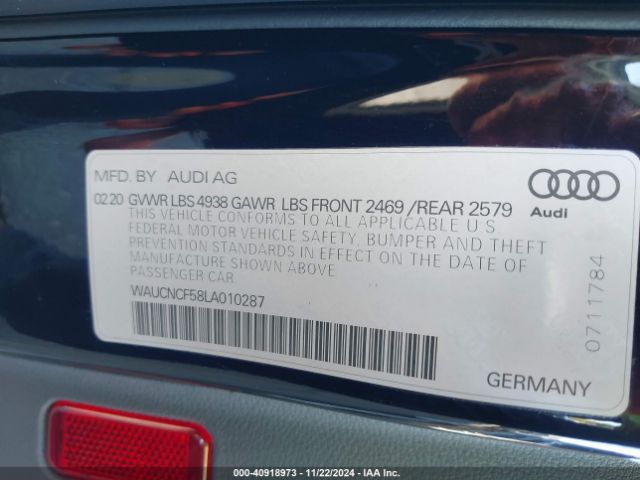 Photo 8 VIN: WAUCNCF58LA010287 - AUDI A5 