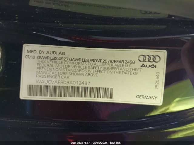 Photo 8 VIN: WAUCVAFR0BA012492 - AUDI S5 