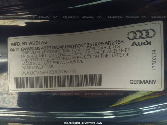 Photo 8 VIN: WAUCVAFR2BA078445 - AUDI S5 