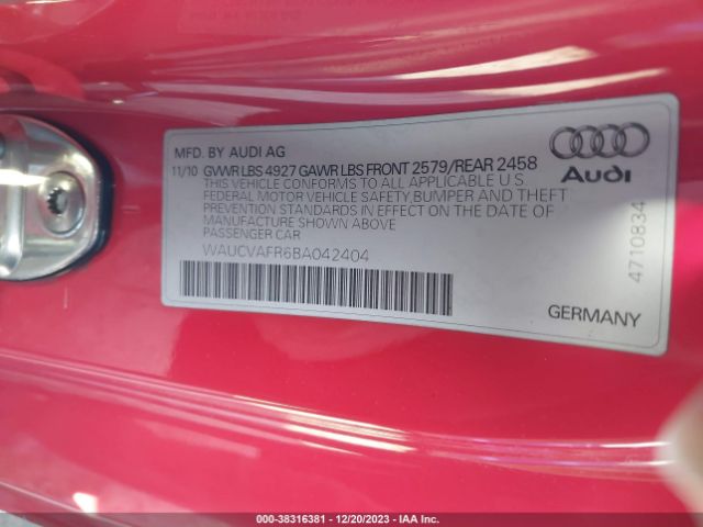 Photo 8 VIN: WAUCVAFR6BA042404 - AUDI S5 