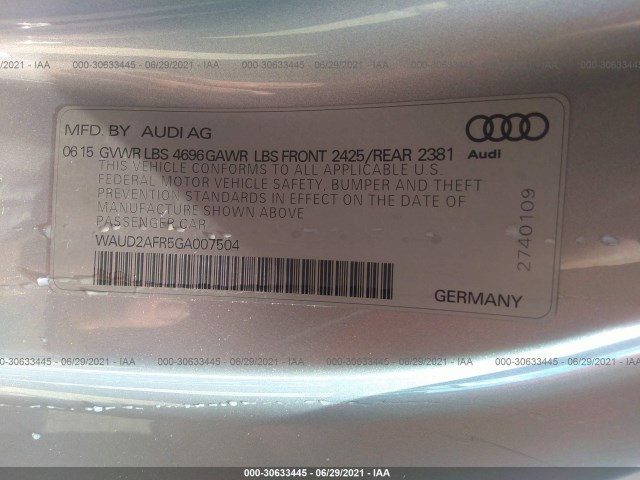 Photo 8 VIN: WAUD2AFR5GA007504 - AUDI A5 