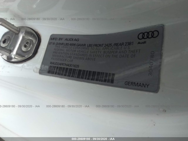 Photo 8 VIN: WAUD2AFR7HA001625 - AUDI A5 COUPE 