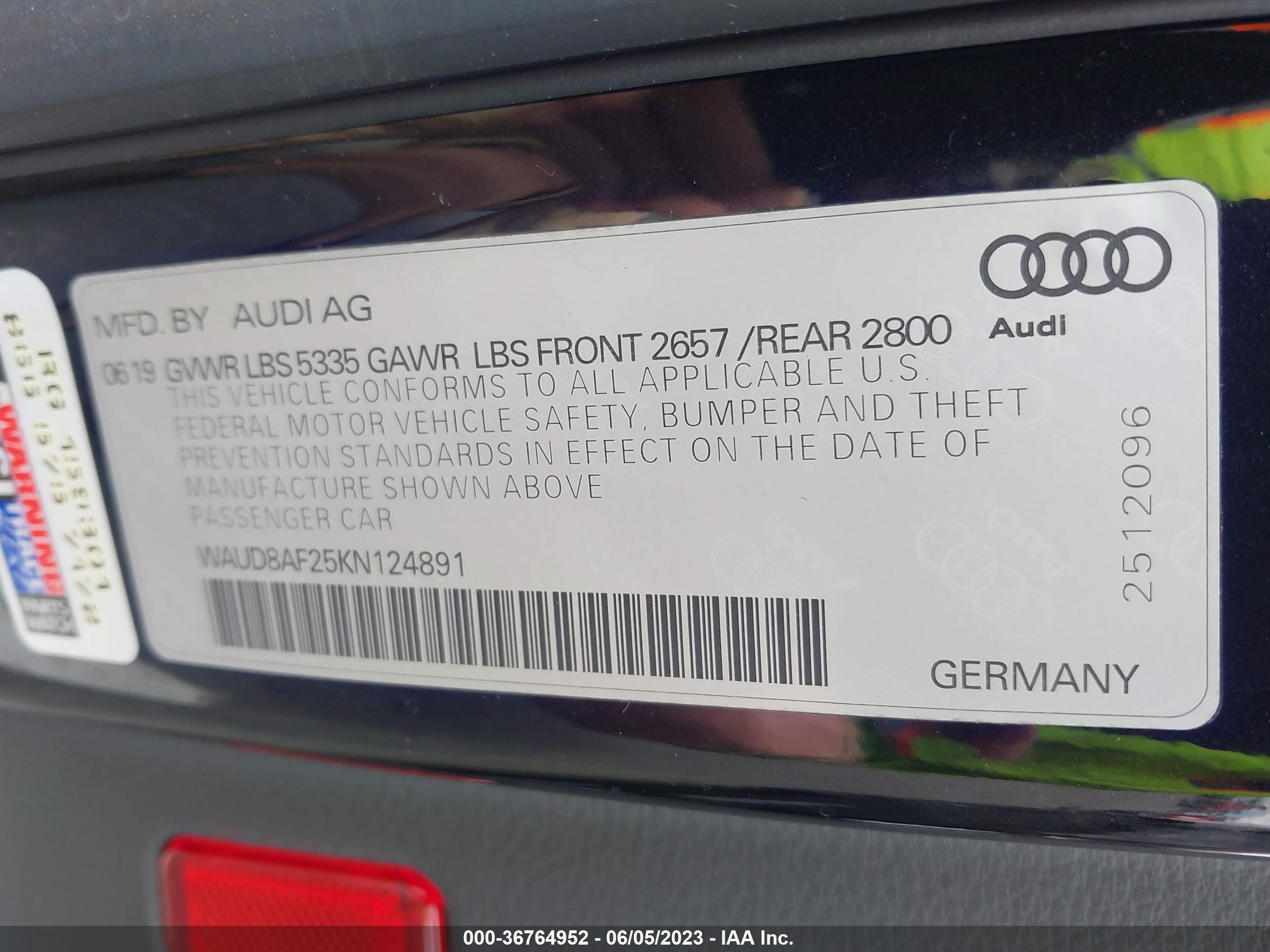 Photo 8 VIN: WAUD8AF25KN124891 - AUDI A6 