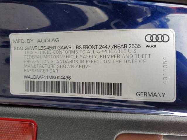 Photo 12 VIN: WAUDAAF41MN004496 - AUDI A4 