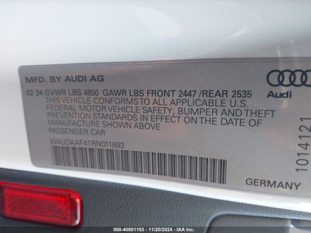 Photo 8 VIN: WAUDAAF41RN011892 - AUDI A4 