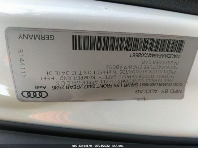 Photo 8 VIN: WAUDAAF46MN008561 - AUDI A4 SEDAN 