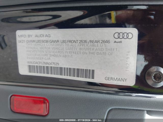 Photo 8 VIN: WAUDACF52MA047529 - AUDI A5 