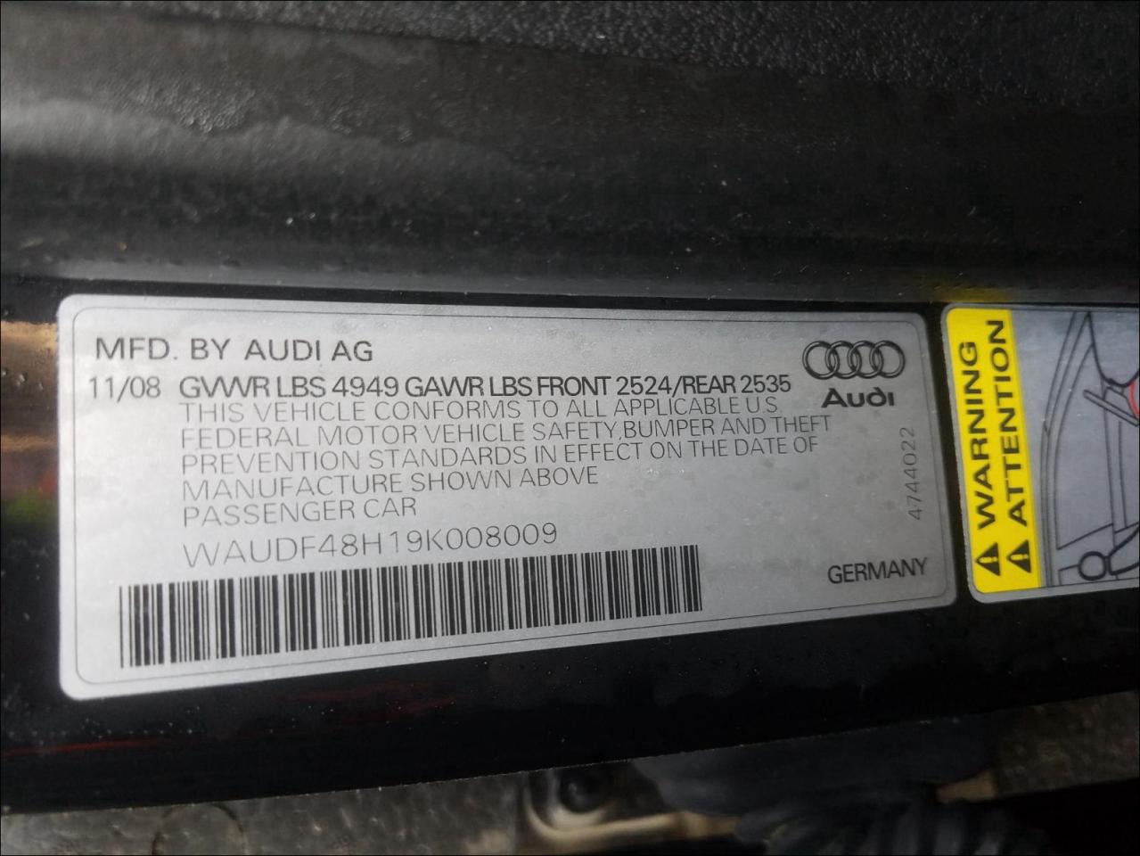 Photo 9 VIN: WAUDF48H19K008009 - AUDI CABRIOLET 