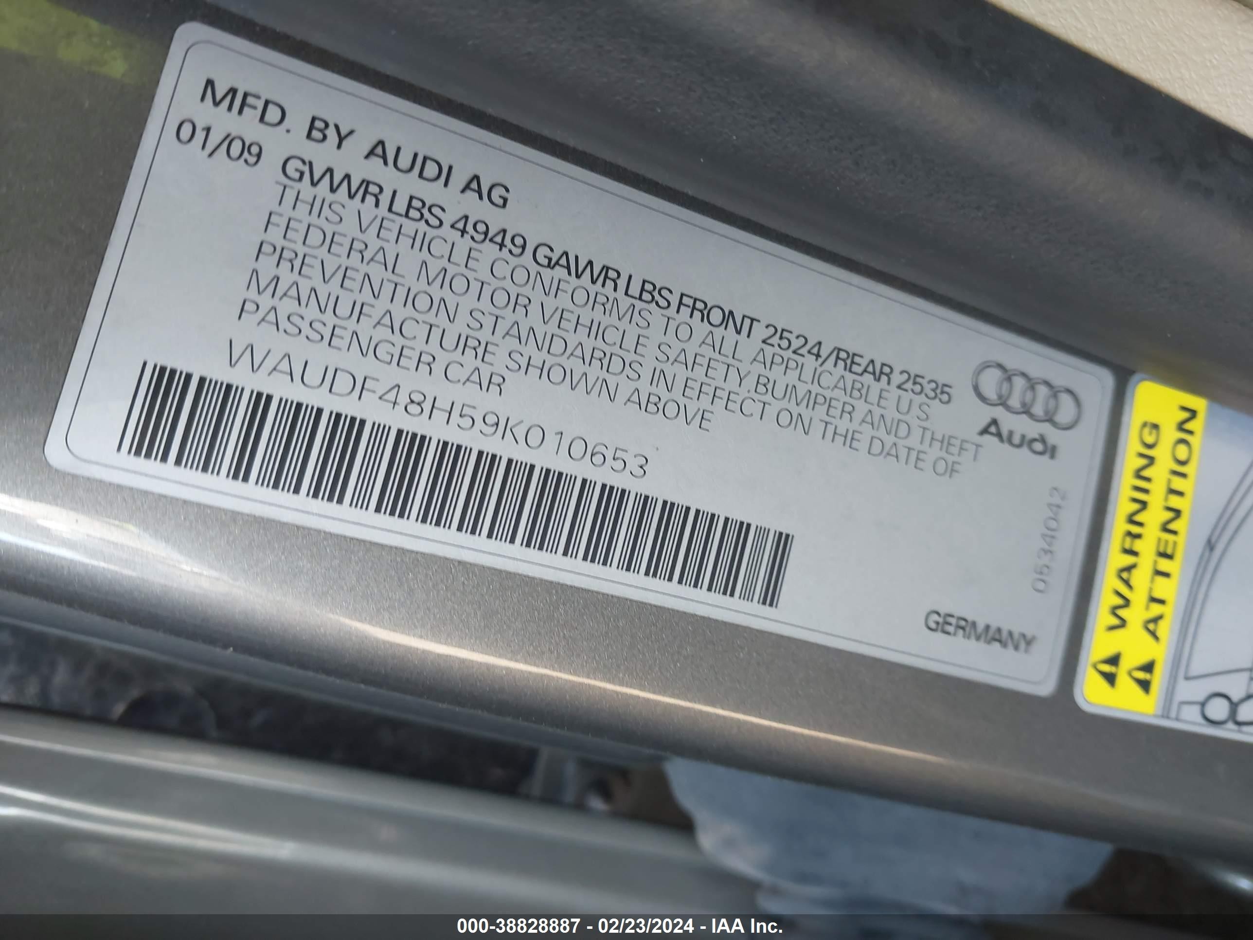 Photo 8 VIN: WAUDF48H59K010653 - AUDI A4 