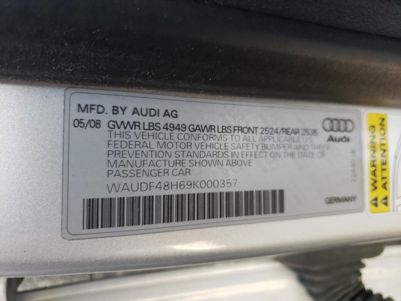 Photo 11 VIN: WAUDF48H69K000357 - AUDI A4 