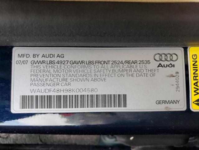 Photo 11 VIN: WAUDF48H98K004580 - AUDI A4 