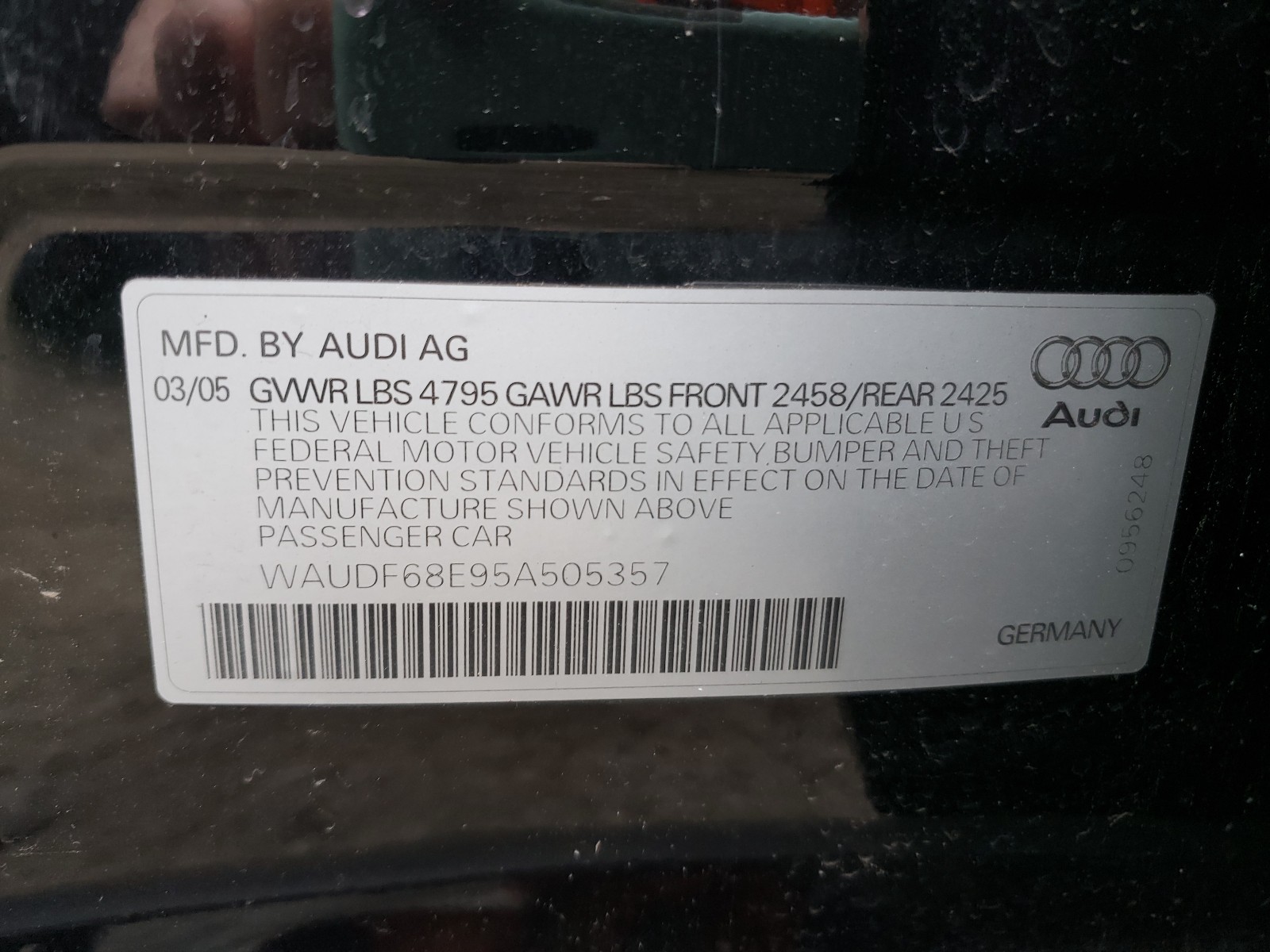 Photo 9 VIN: WAUDF68E95A505357 - AUDI A4 2.0T QU 