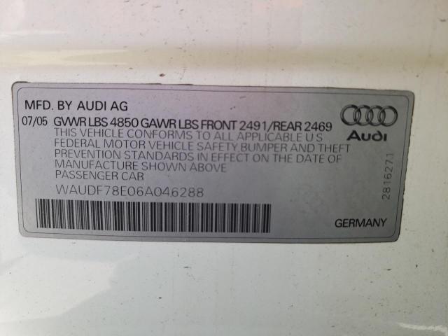 Photo 9 VIN: WAUDF78E06A046288 - AUDI A4 2.0T QU 