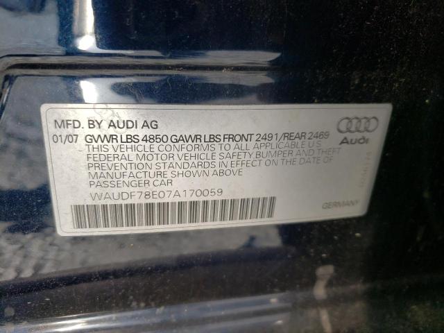 Photo 11 VIN: WAUDF78E07A170059 - AUDI A4 