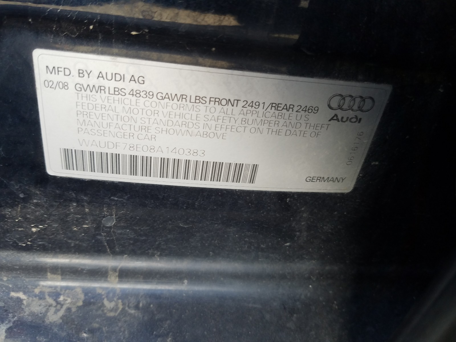 Photo 9 VIN: WAUDF78E08A140383 - AUDI A4 2.0T QU 