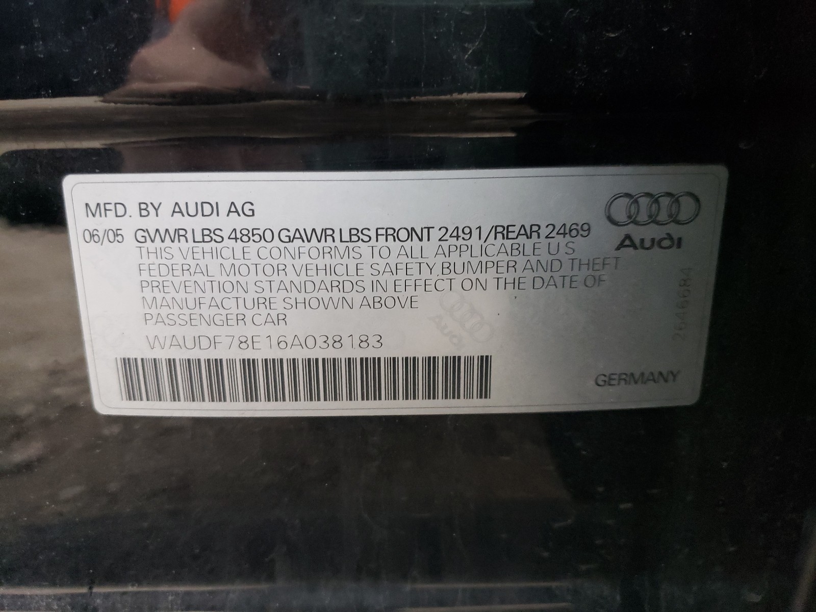 Photo 9 VIN: WAUDF78E16A038183 - AUDI A4 2.0T QU 