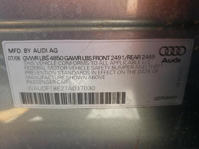 Photo 9 VIN: WAUDF78E27A037030 - AUDI A4 2.0T QU 