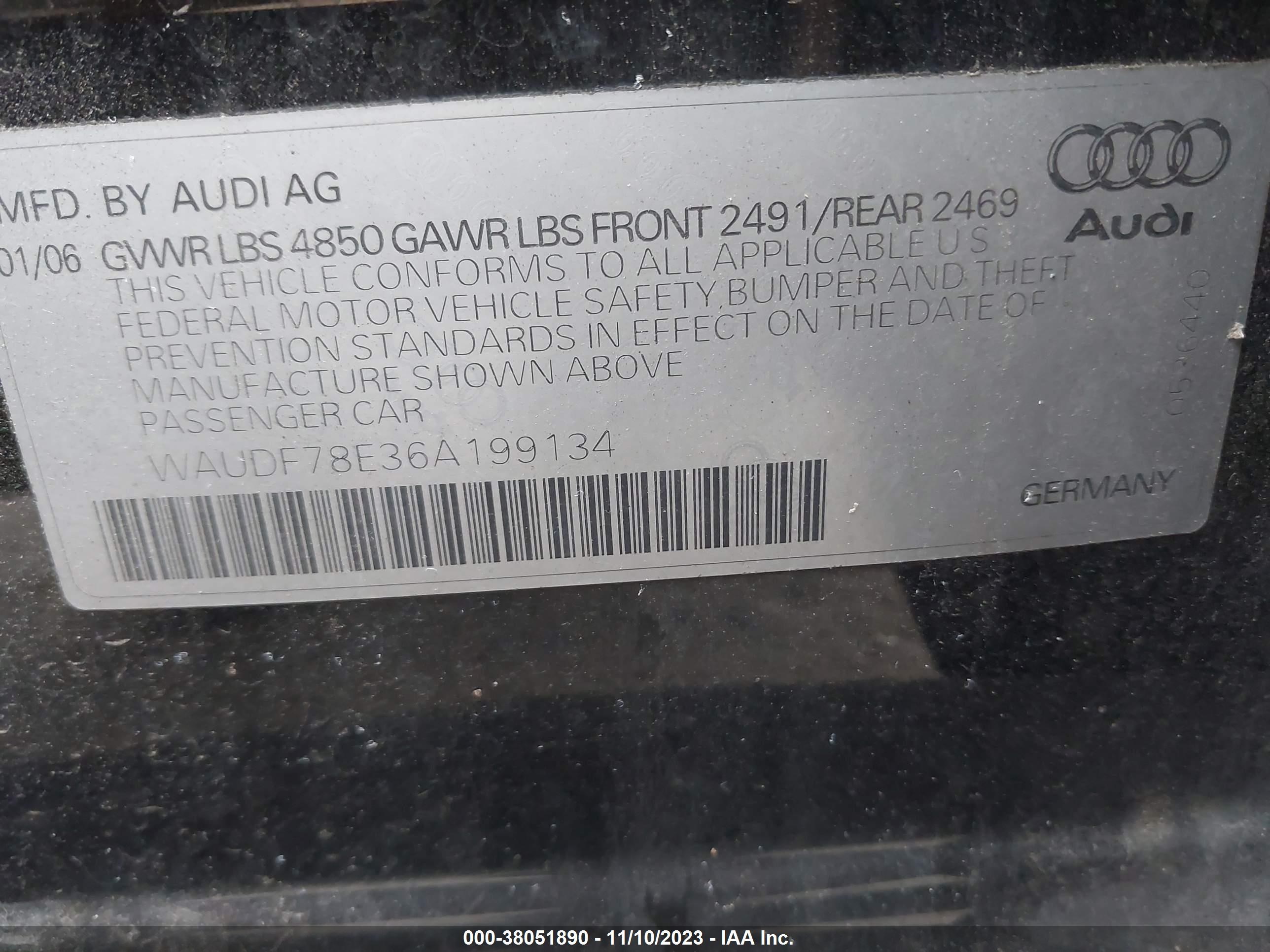 Photo 8 VIN: WAUDF78E36A199134 - AUDI A4 