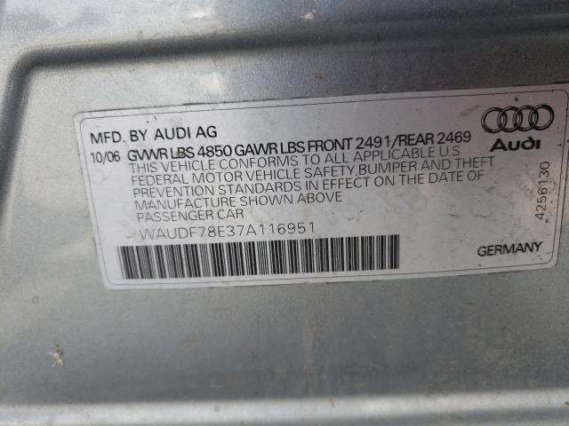 Photo 9 VIN: WAUDF78E37A116951 - AUDI A4 2.0T QU 