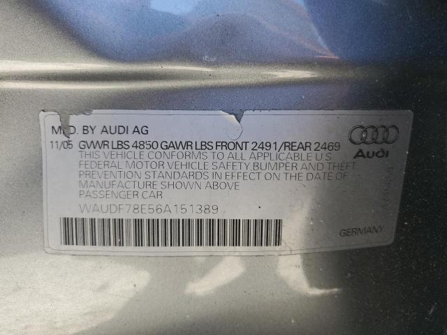 Photo 11 VIN: WAUDF78E56A151389 - AUDI A4 2.0T QU 