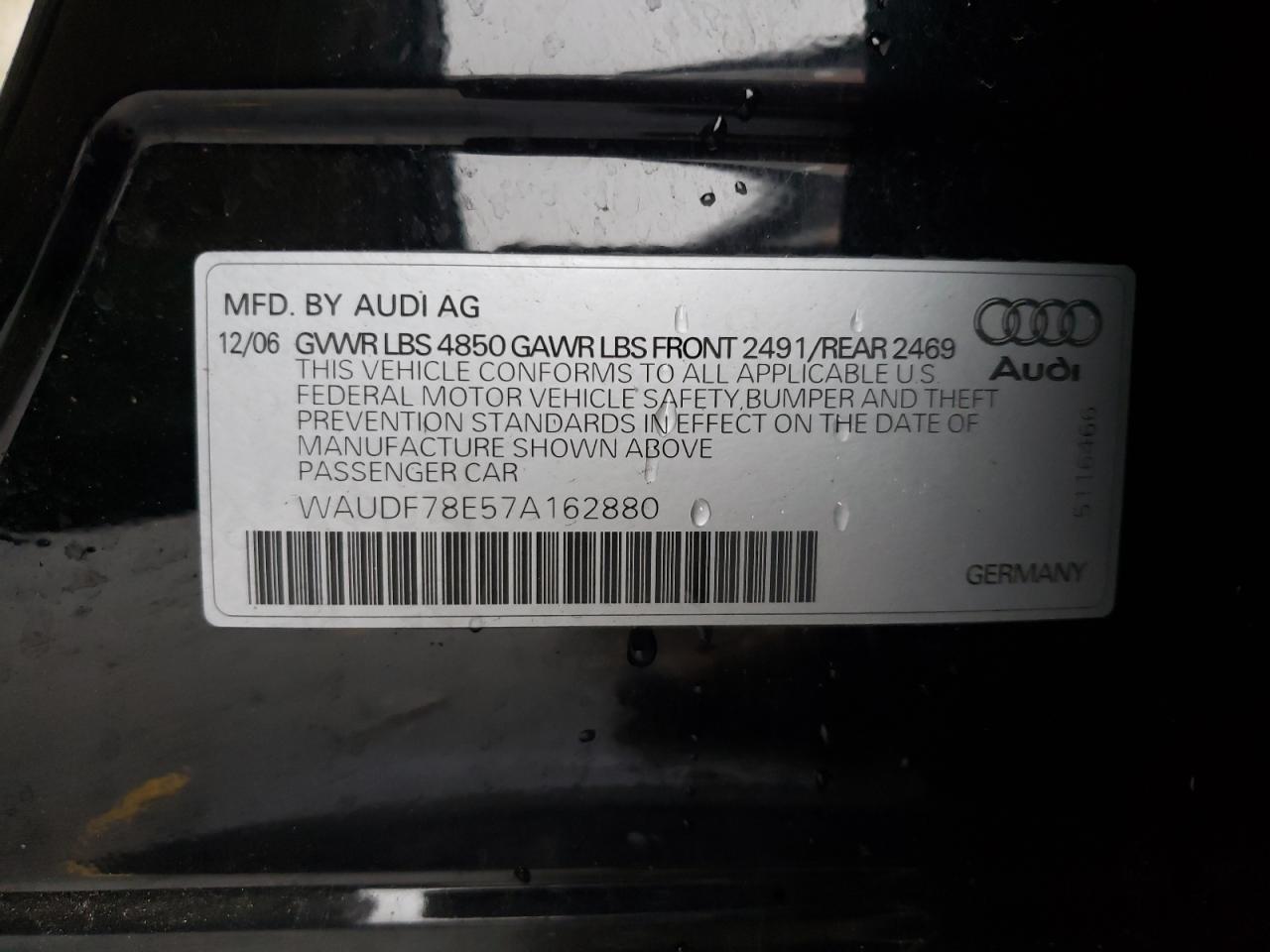 Photo 11 VIN: WAUDF78E57A162880 - AUDI A4 