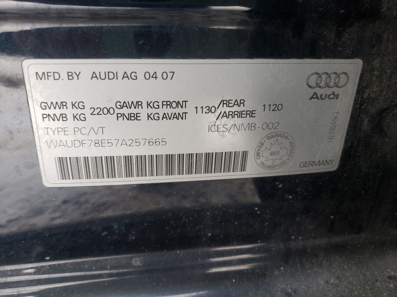 Photo 9 VIN: WAUDF78E57A257665 - AUDI A4 2.0T QU 