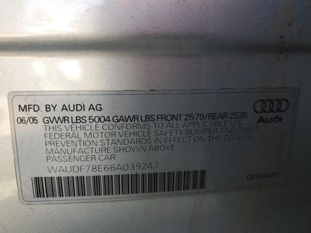 Photo 11 VIN: WAUDF78E66A039247 - AUDI A4 