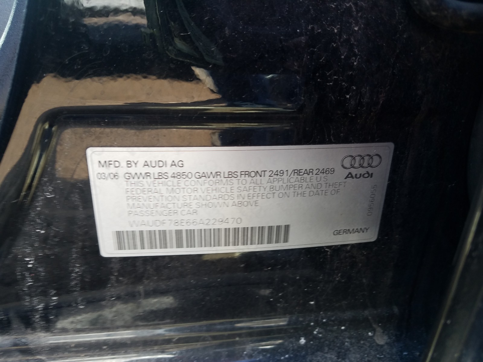 Photo 9 VIN: WAUDF78E66A229470 - AUDI A4 2.0T QU 