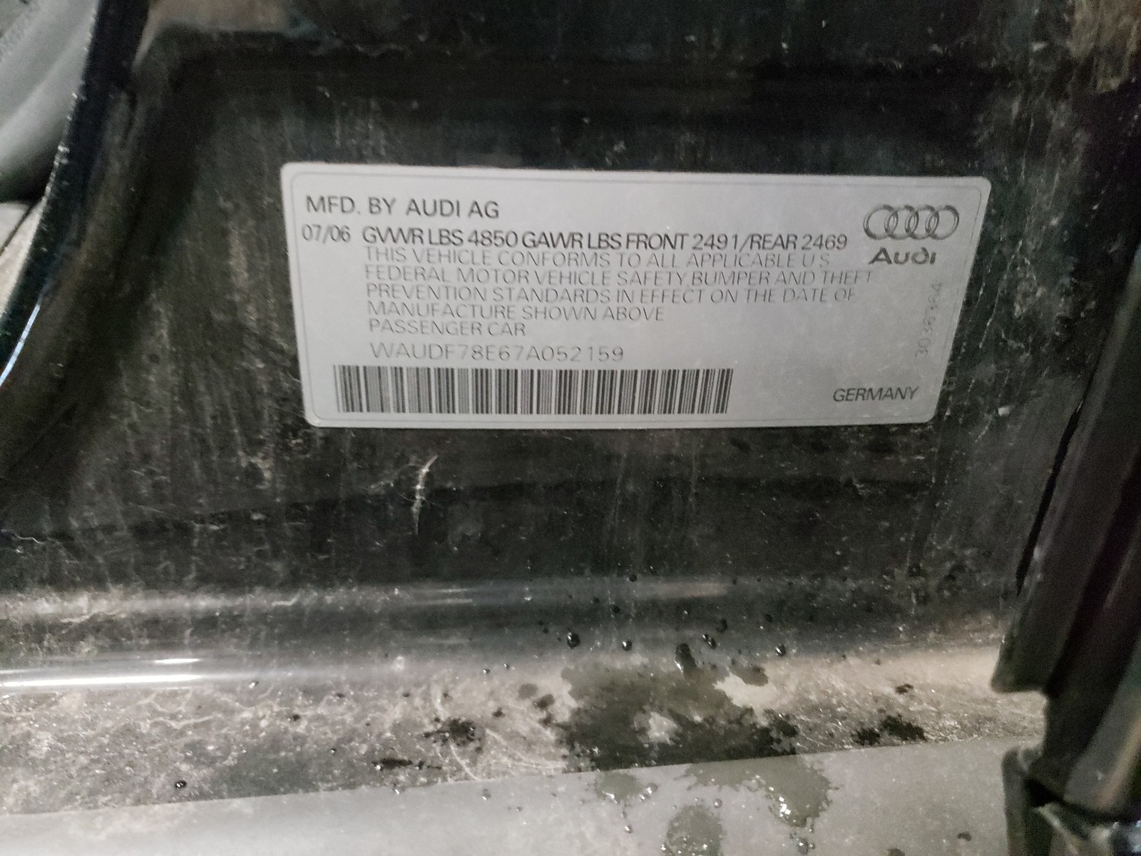 Photo 9 VIN: WAUDF78E67A052159 - AUDI A4 2.0T QU 