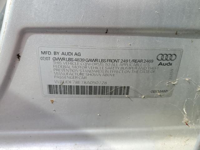 Photo 11 VIN: WAUDF78E78A050728 - AUDI A4 2.0T QU 