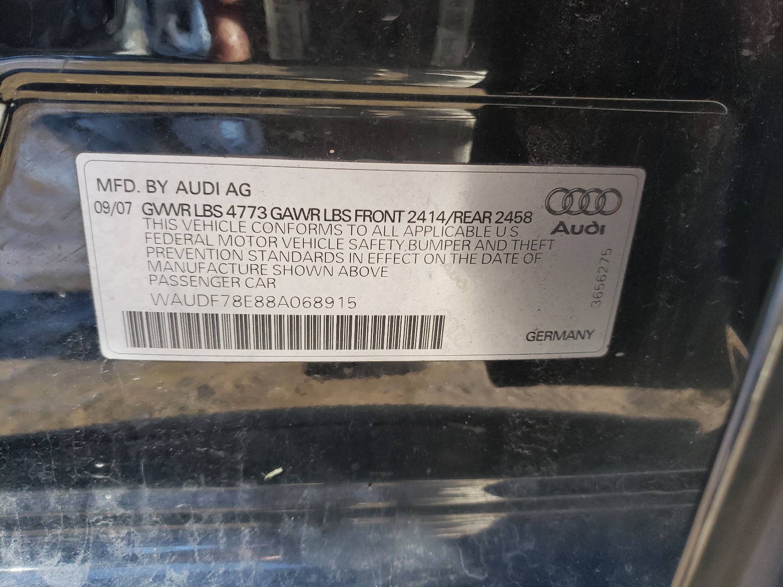 Photo 9 VIN: WAUDF78E88A068915 - AUDI A4 2.0T QU 