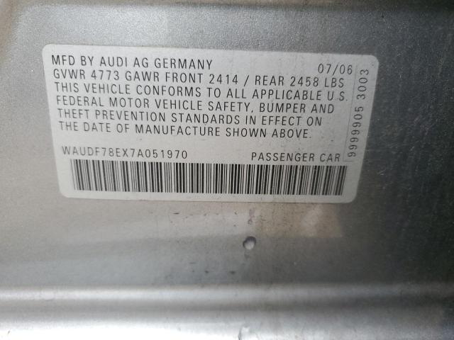 Photo 11 VIN: WAUDF78EX7A051970 - AUDI A4 