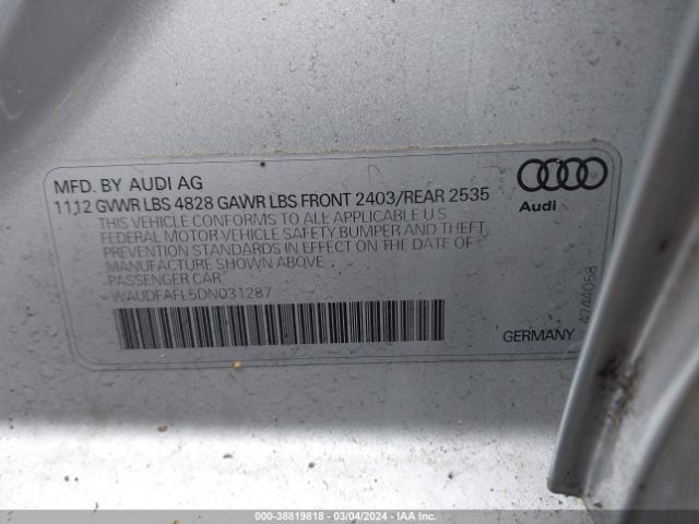 Photo 8 VIN: WAUDFAFL5DN031287 - AUDI A4 